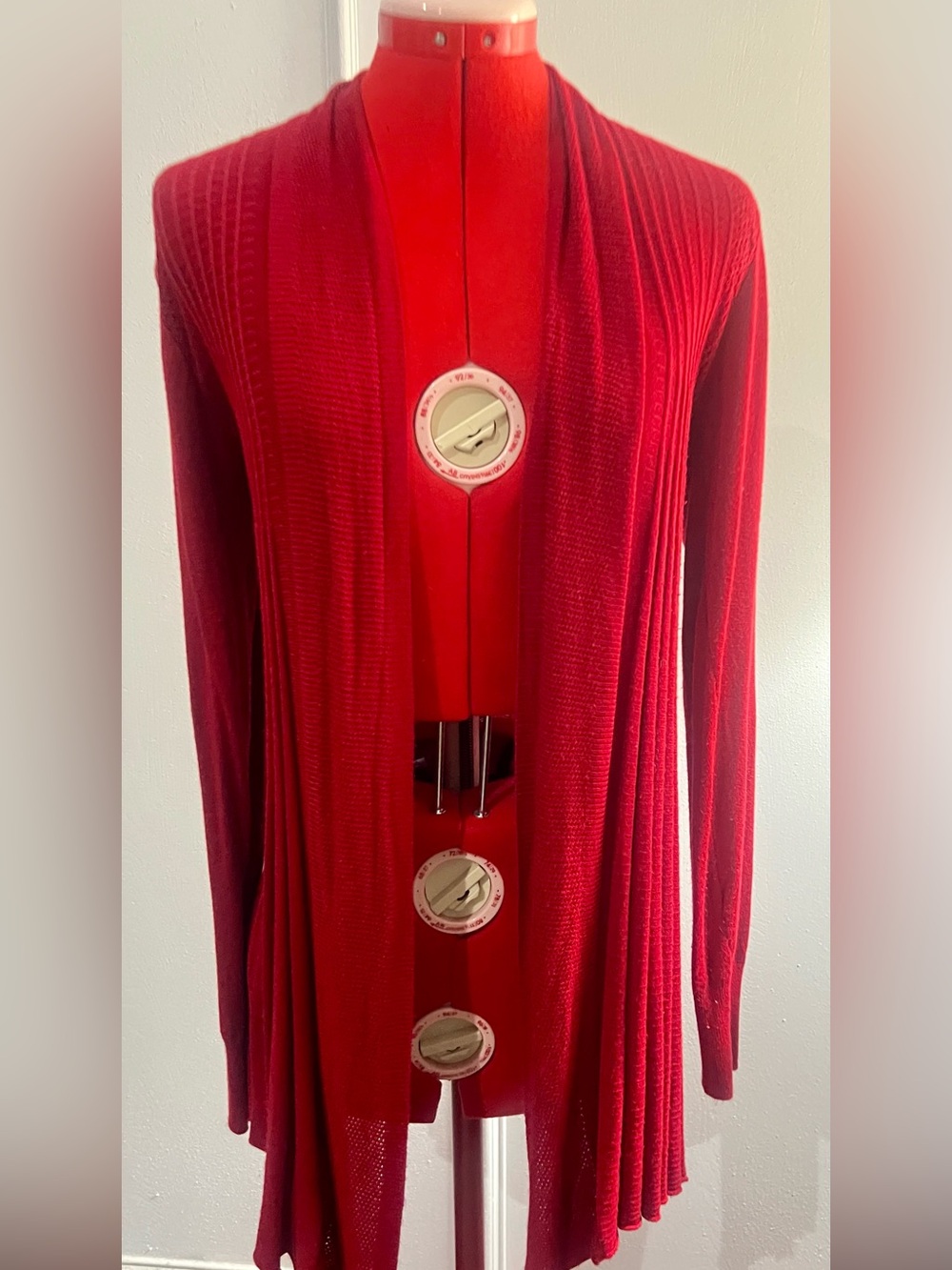 Dreamers Red Open-Front Draped Cardigan size Large
